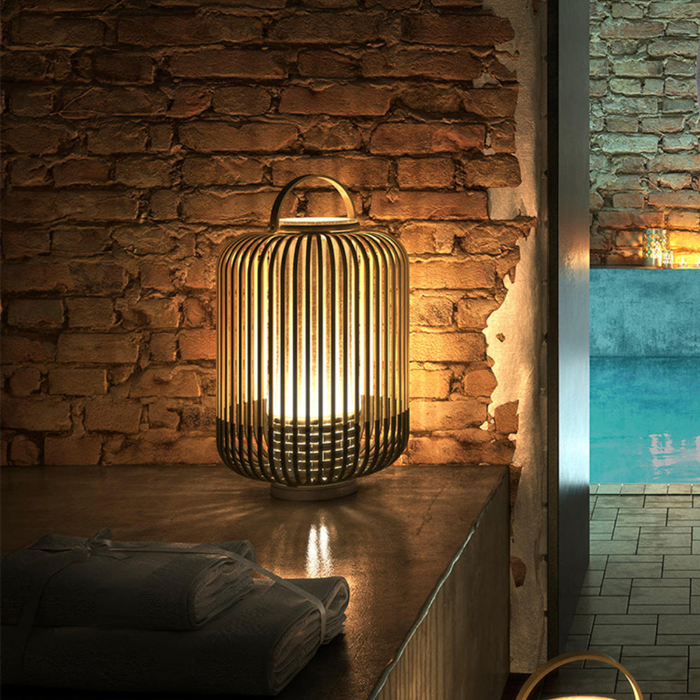 Ritta Vintage LED Lampadaire Noir/Blanc Bambou/Acrylique Extérieur - Neutralighting