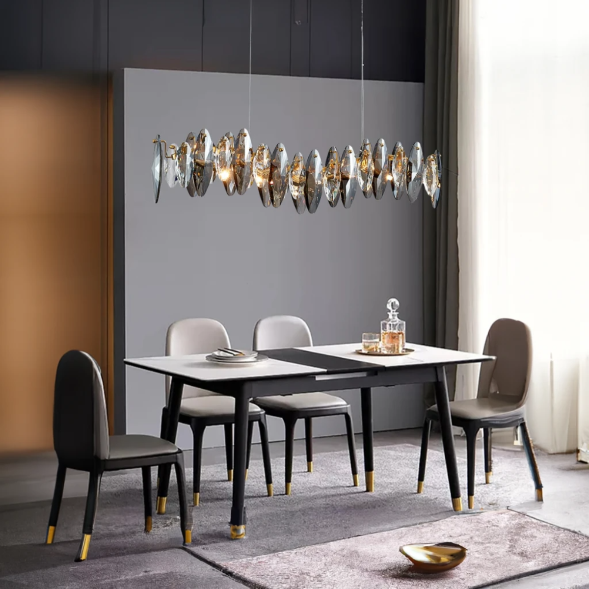 Kristy Lustre LED Moderne Verre/Métal Doré Pour Chambre/Salon