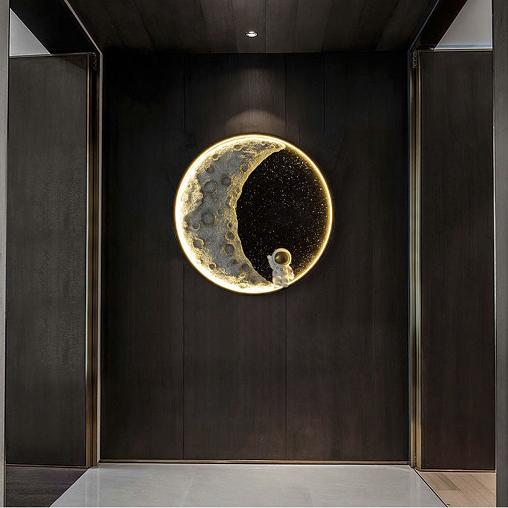 Aria Applique Murale Moderne Astronaute Lune, Métal, Noir, Chambre/Salon - Neutralighting