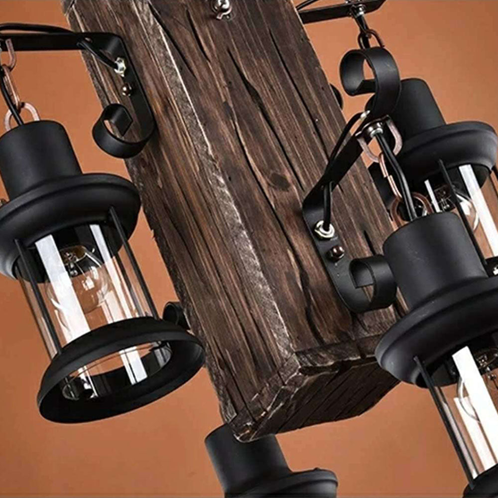 Epoch Suspension Rectangulaire Retro, Metal/Bois, Marron, Chambre - Neutralighting