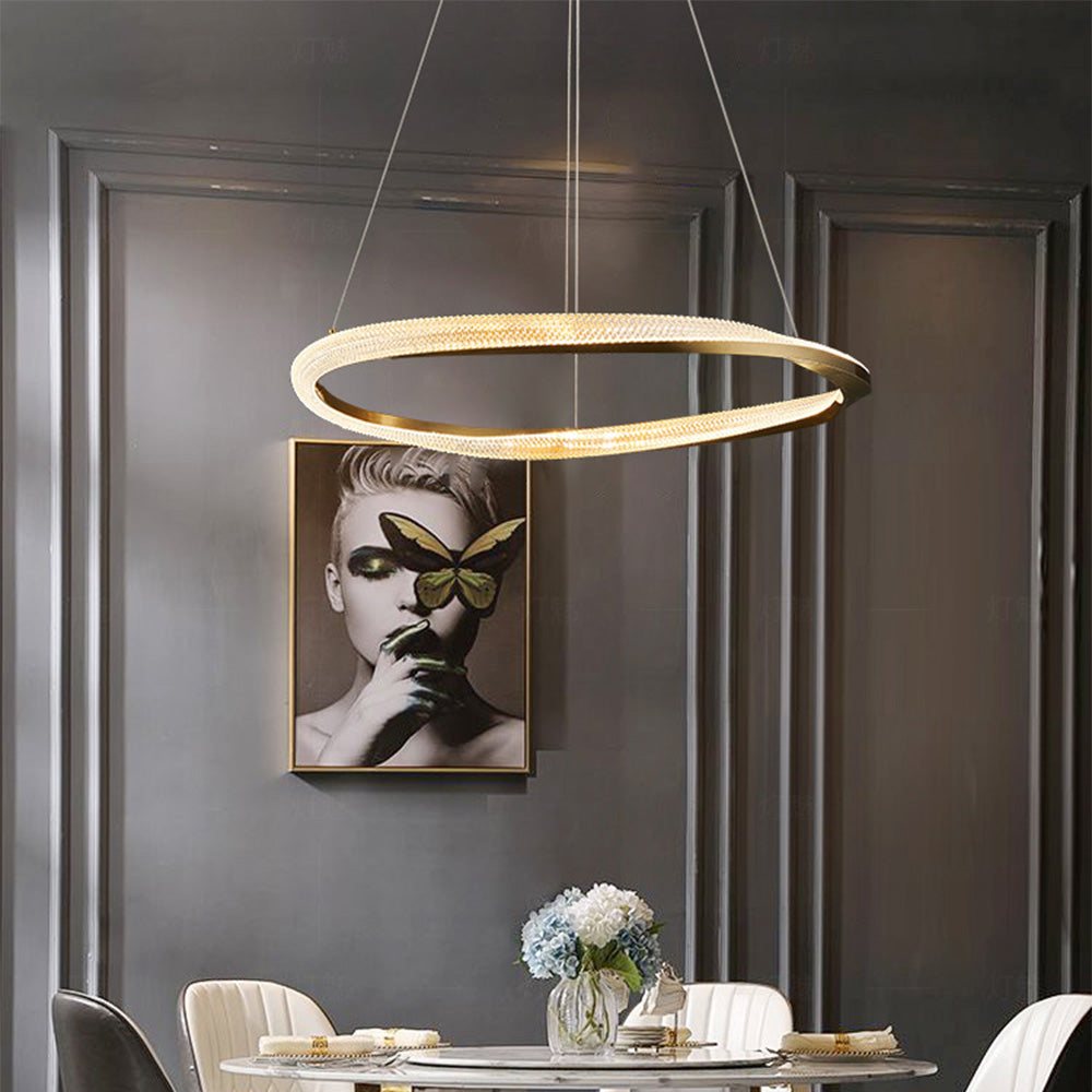 Kristy Luminaires Suspensions Anneau Moderne Métal Acrylique Noir/Cuivre Salon/Chambre à Coucher - Neutralighting