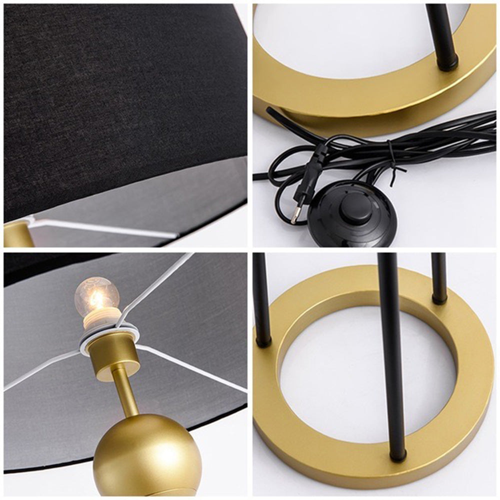 Mira Design Lampadaire Tripod Simple Tissu/Métal Noir Salon/Bureau