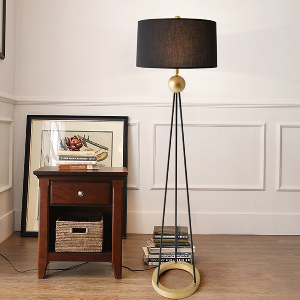Mira Design Lampadaire Tripod Simple Tissu/Métal Noir Salon/Bureau