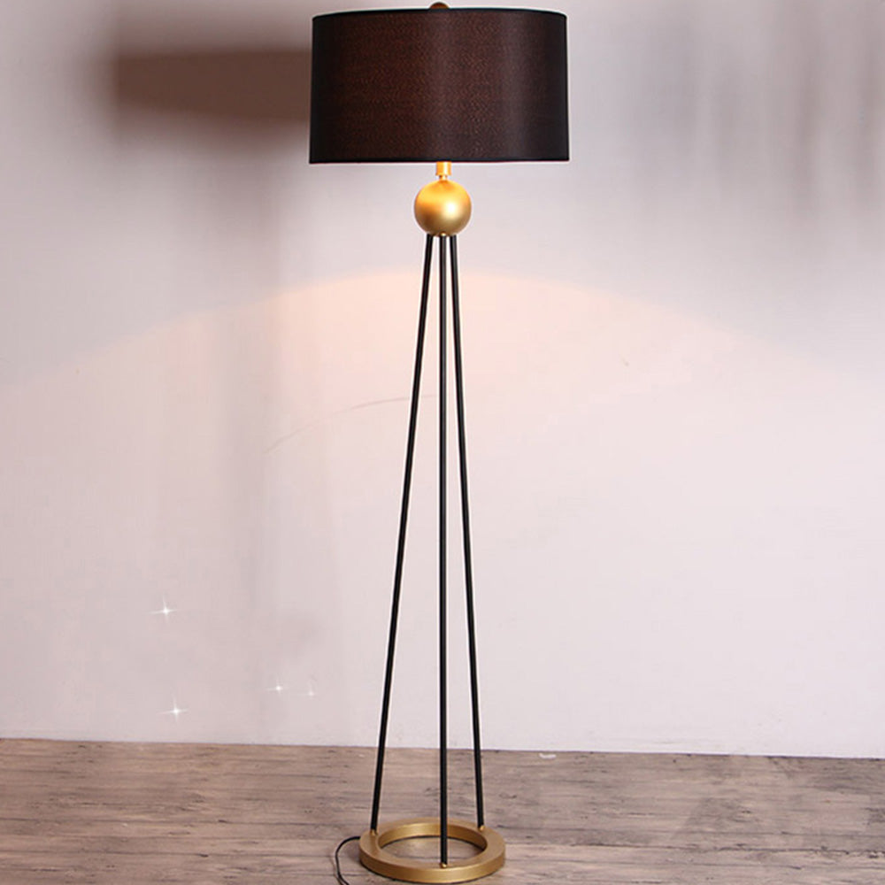 Mira Design Lampadaire Tripod Simple Tissu/Métal Noir Salon/Bureau