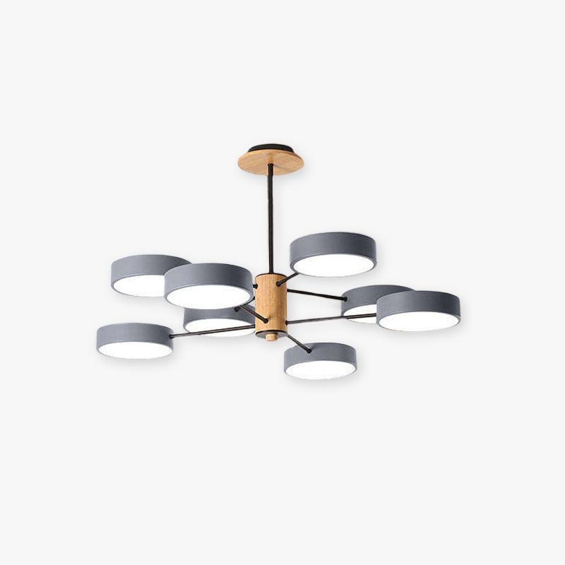 Arisha Plafonnier Cylindre Art Deco, Métal/Bois, Blanc/Vert/Gris, Salon - Neutralighting