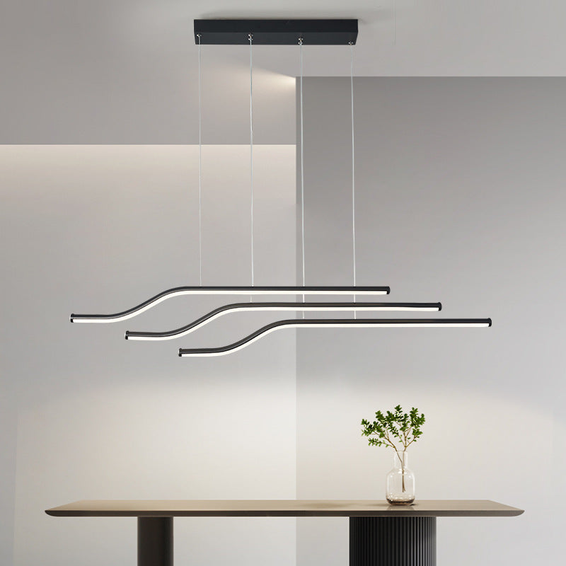 Arisha Lustre Linéaire Minimaliste, Metal/Gel de silice, Noir/Blanc, Chambre - Neutralighting