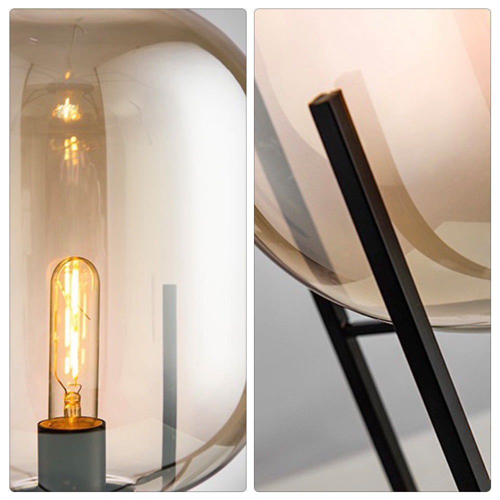 Mira Design Lampadaire Globe Moderne Verre/Métal Noir Chambre/Salon