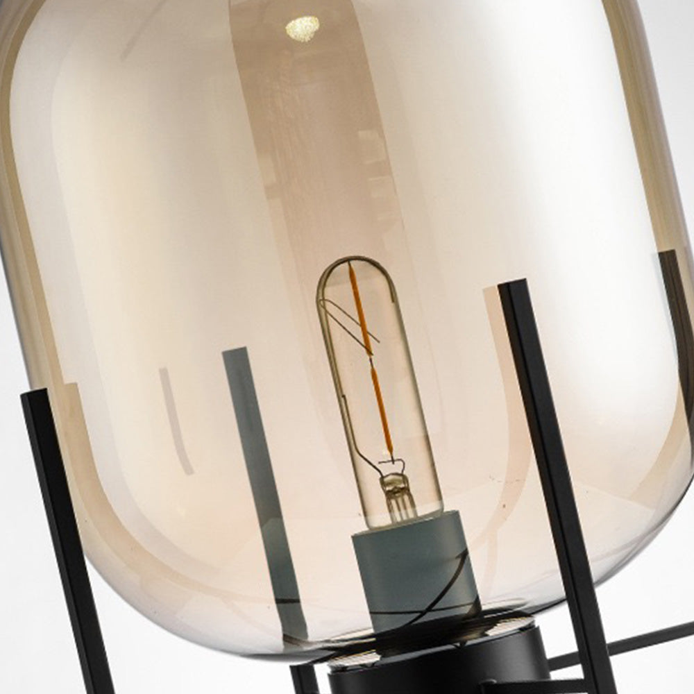 Mira Design Lampadaire Globe Moderne Verre/Métal Noir Chambre/Salon