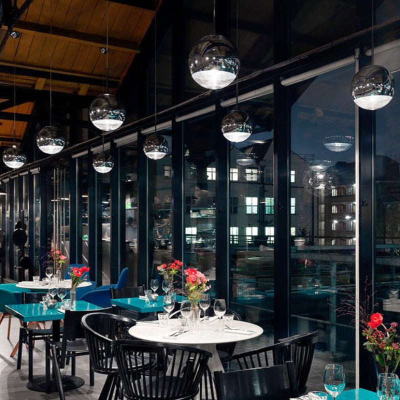 Valentina Industriel Rond Métal Verre Suspension Salon - Neutralighting