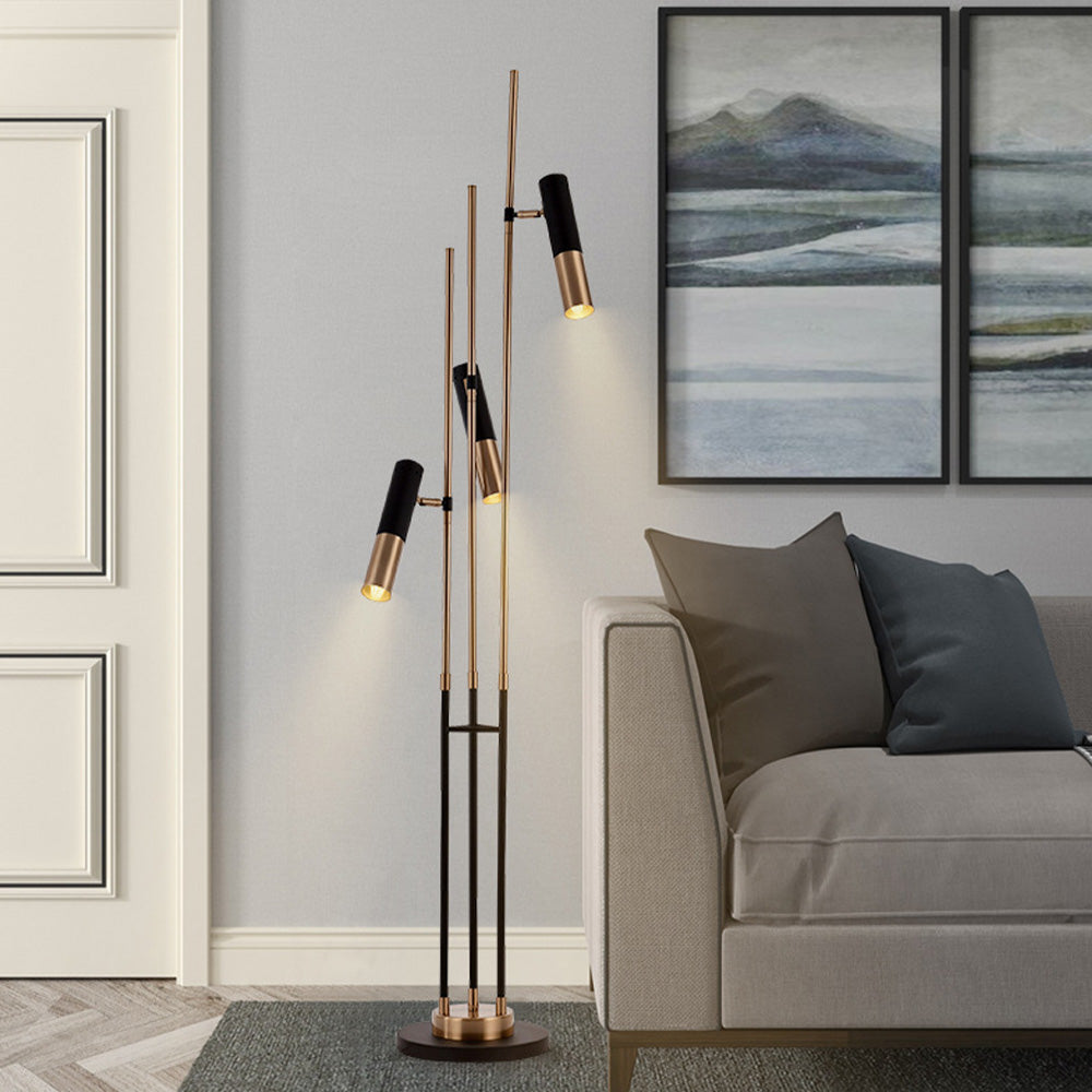 Mira Design Moderne Lampadaire Linéaire Métal Noir/Or Salon Simple