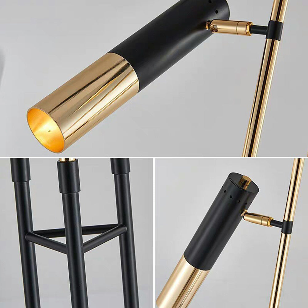 Mira Design Moderne Lampadaire Linéaire Métal Noir/Or Salon Simple