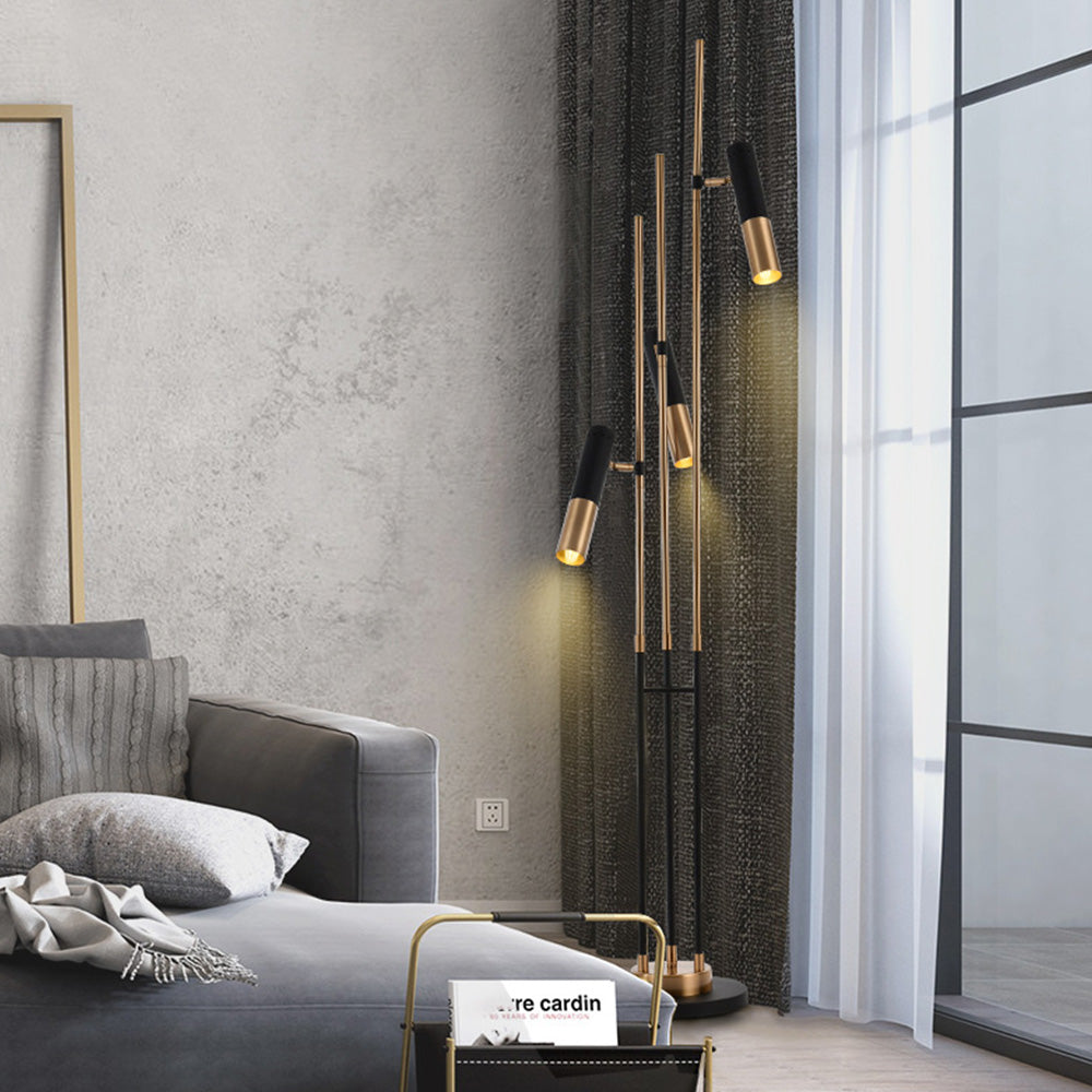Mira Design Moderne Lampadaire Linéaire Métal Noir/Or Salon Simple
