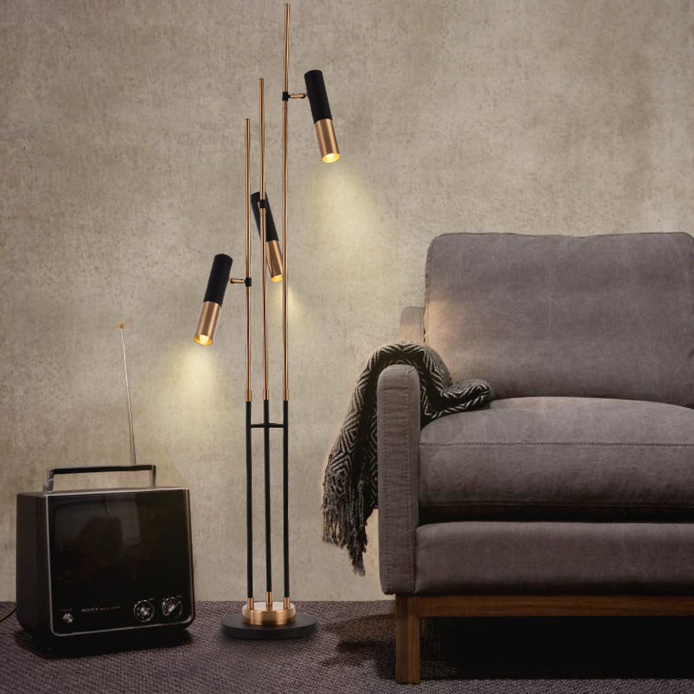 Mira Design Moderne Lampadaire Linéaire Métal Noir/Or Salon Simple