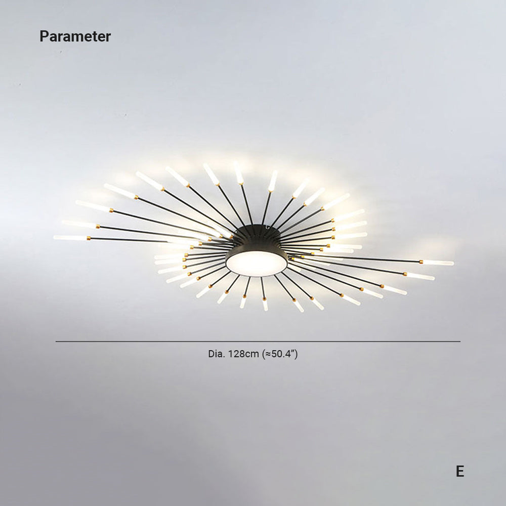Wesley Plafonnier Feu d'Artifice Linéaire Moderne Noir/Doré - Neutralighting