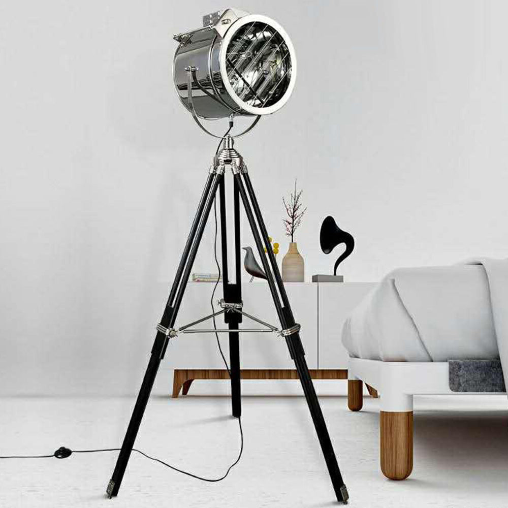 Mira Moderne Industrielle Lampadaire Trépied Rétro Métal Chromé/Bureau/Salon