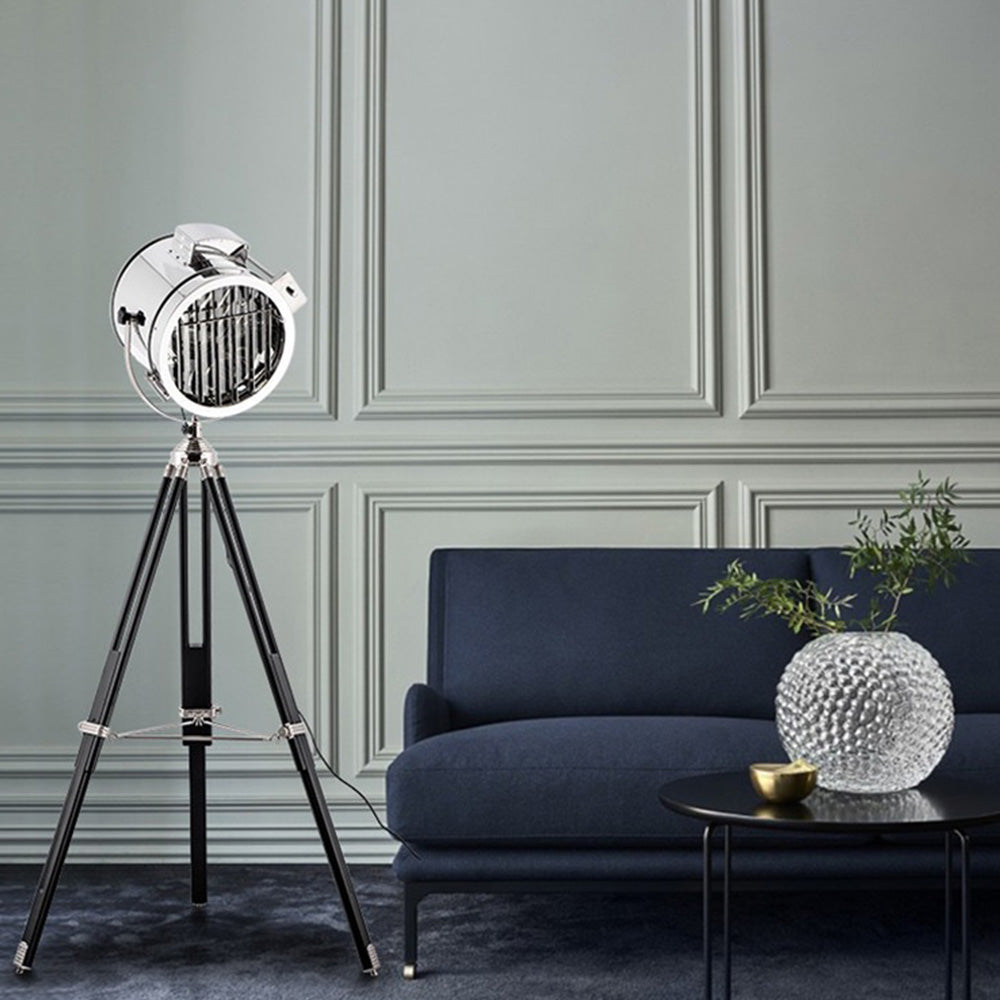 Mira Moderne Industrielle Lampadaire Trépied Rétro Métal Chromé/Bureau/Salon