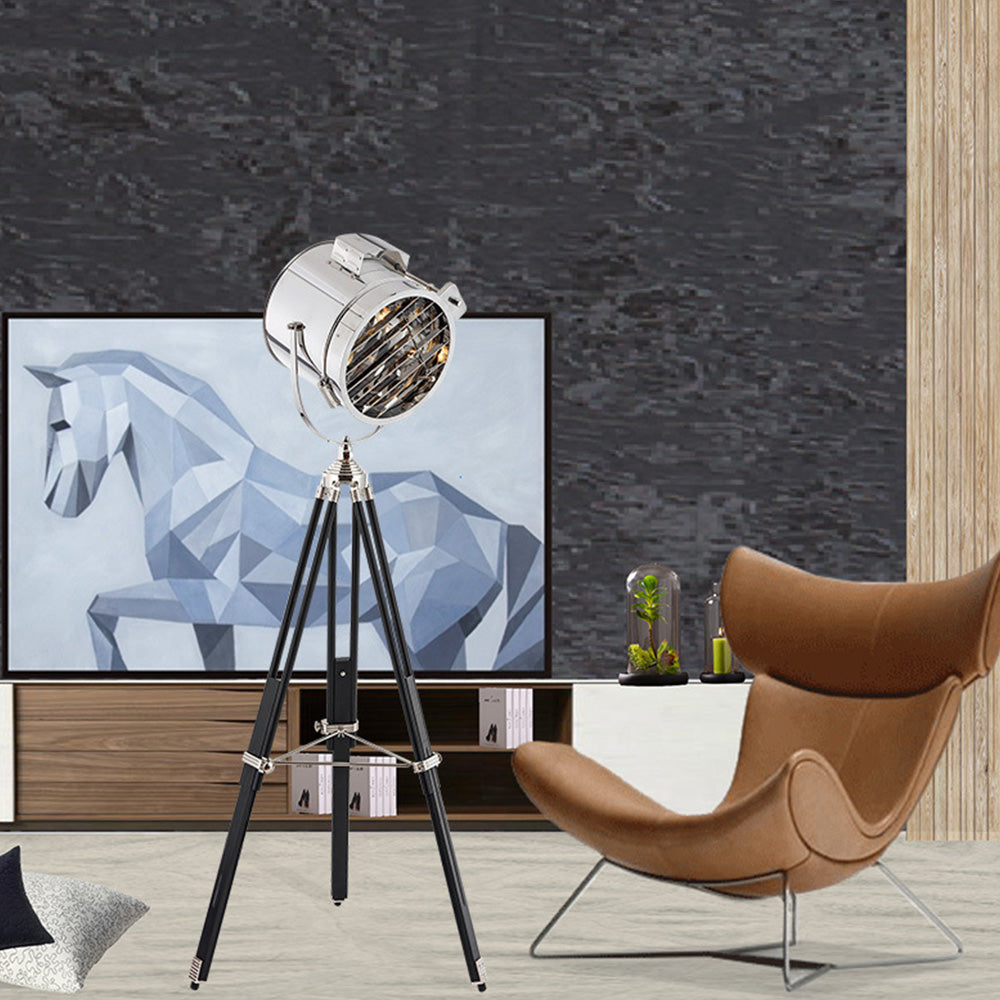 Mira Moderne Industrielle Lampadaire Trépied Rétro Métal Chromé/Bureau/Salon