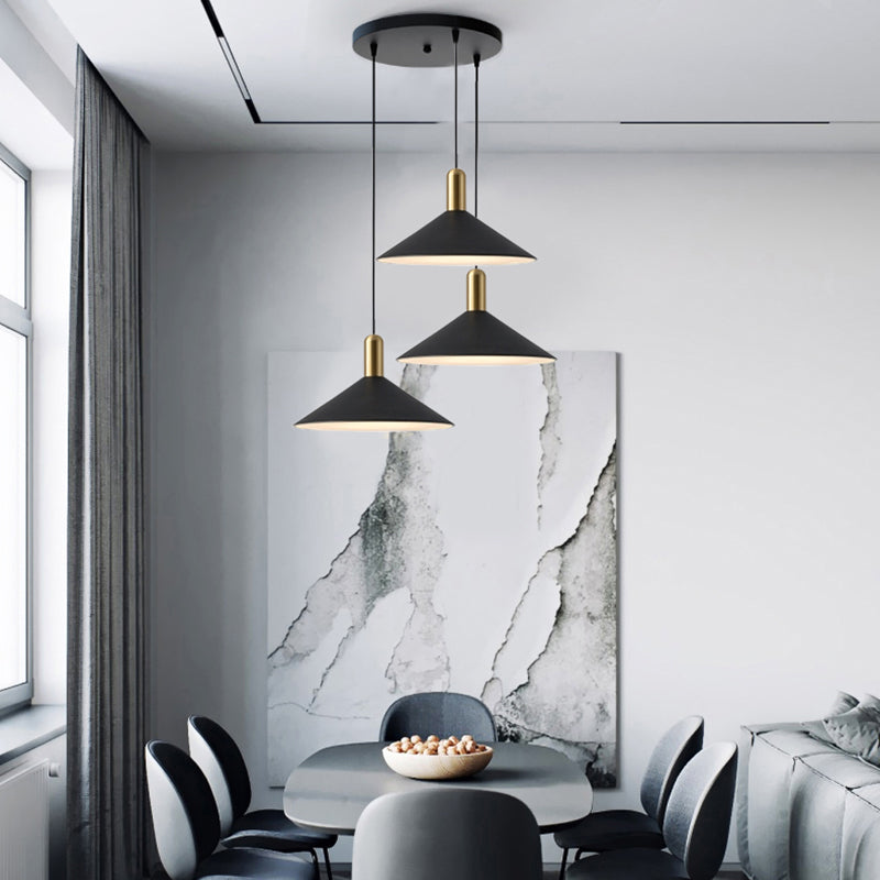 Arisha Suspension Moderne LED Acrylique/Métal, Noir/Blanc/Or, Salon - Neutralighting