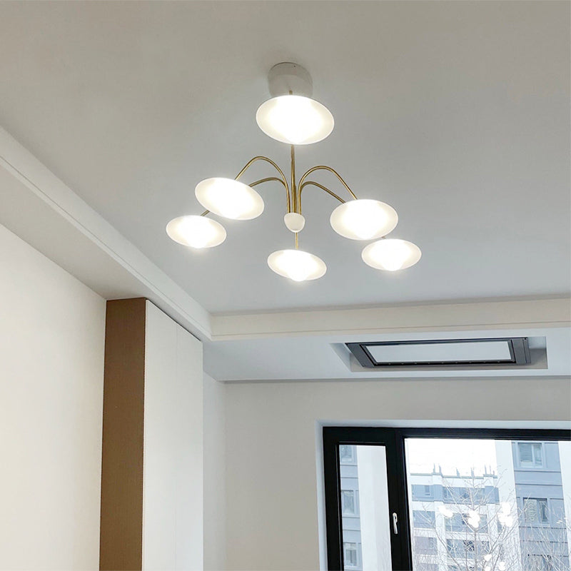 Arisha Suspension Fleur Art Déco, Métal/Verre, Blanc, Salon - Neutralighting