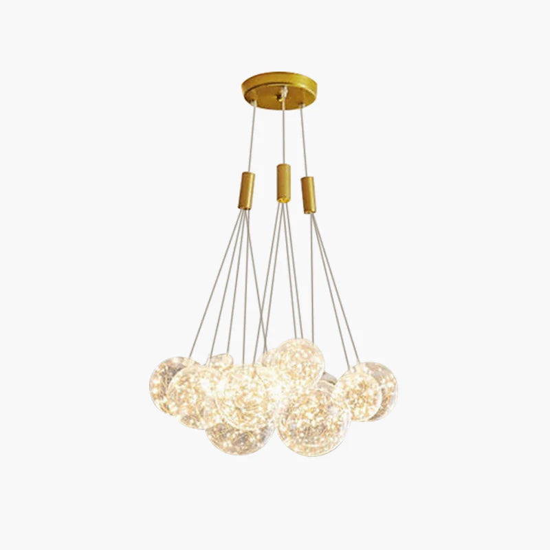 Valentina  Suspension Bubble Moderne Métal/Verre Transparent/Étoilé Salon