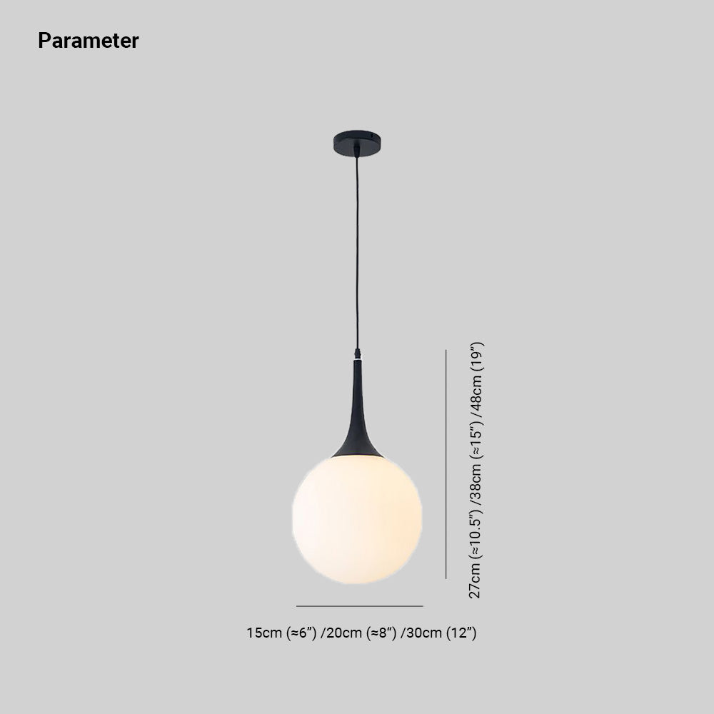 Valentina Simple LED Suspension Blanc/Noir Verre Chambre à coucher Salon - Neutralighting