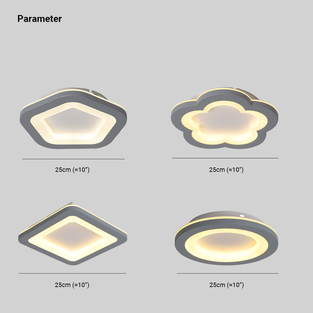 Arisha Fleur Moderne LED Plafonnier Gris Acrylique Chambre à coucher - Neutralighting
