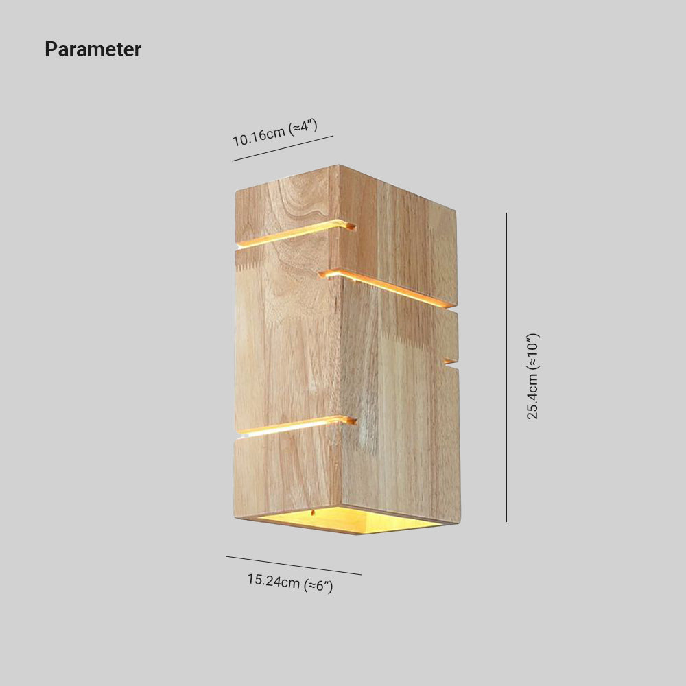 Muto Applique Murale Rectangulaire Moderne Simple LED Bois Brut Chambre à Coucher/Salon - Neutralighting