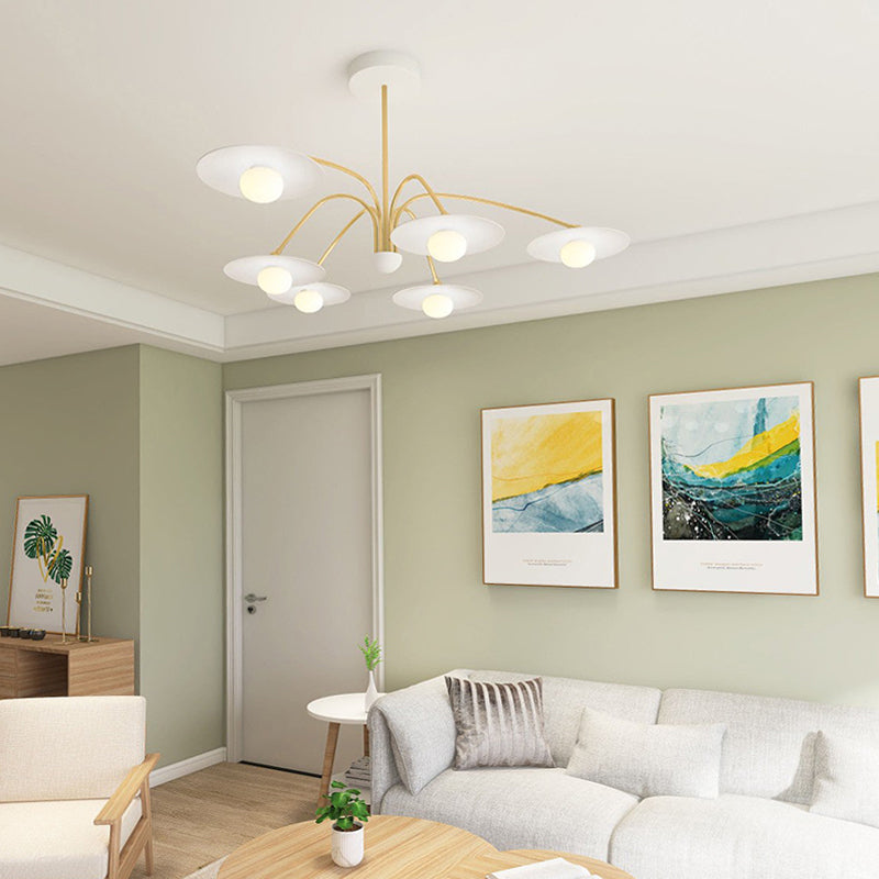 Arisha Suspension Fleur Art Déco, Métal/Verre, Blanc, Salon - Neutralighting