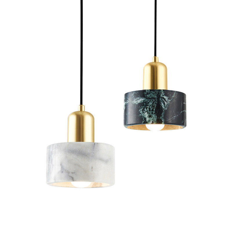 Arisha Suspension Cylindre Contemporaine, Acrylique/Metal, Blanc/Vert, Salon - Neutralighting