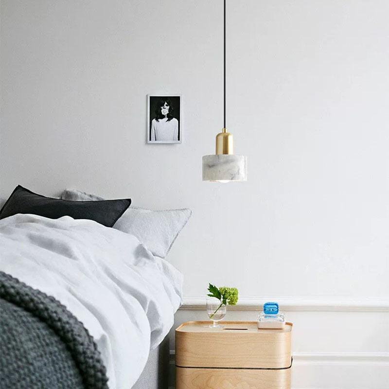 Arisha Suspension Cylindre Contemporaine, Acrylique/Metal, Blanc/Vert, Salon - Neutralighting