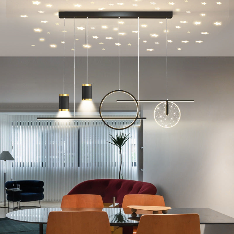 Arisha Luminaires Suspension Etoilé Moderne, Métal, Noir/Blanc/Or, Salon - Neutralighting