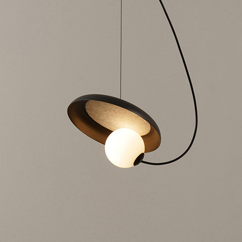 Arisha Suspension Art Déco Stylisé, Métal/Acrylique, Noir/Blanc/Cuivre, Salon/Chambre à Coucher - Neutralighting