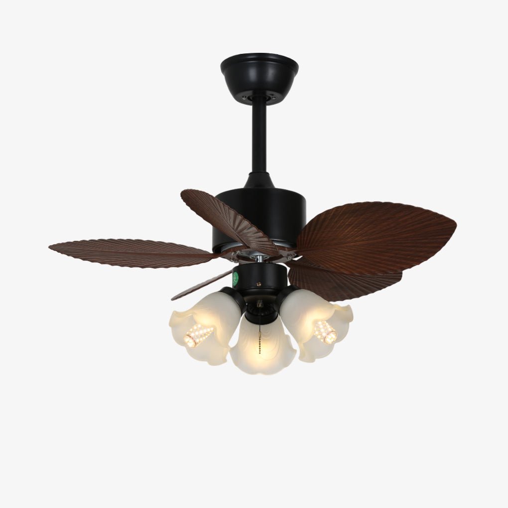 Plafonnier Ventilateur Florence en Bois Vintage, détail de la finition bois