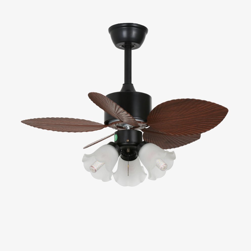 Plafonnier Ventilateur Florence en Bois Vintage éclairant une pièce