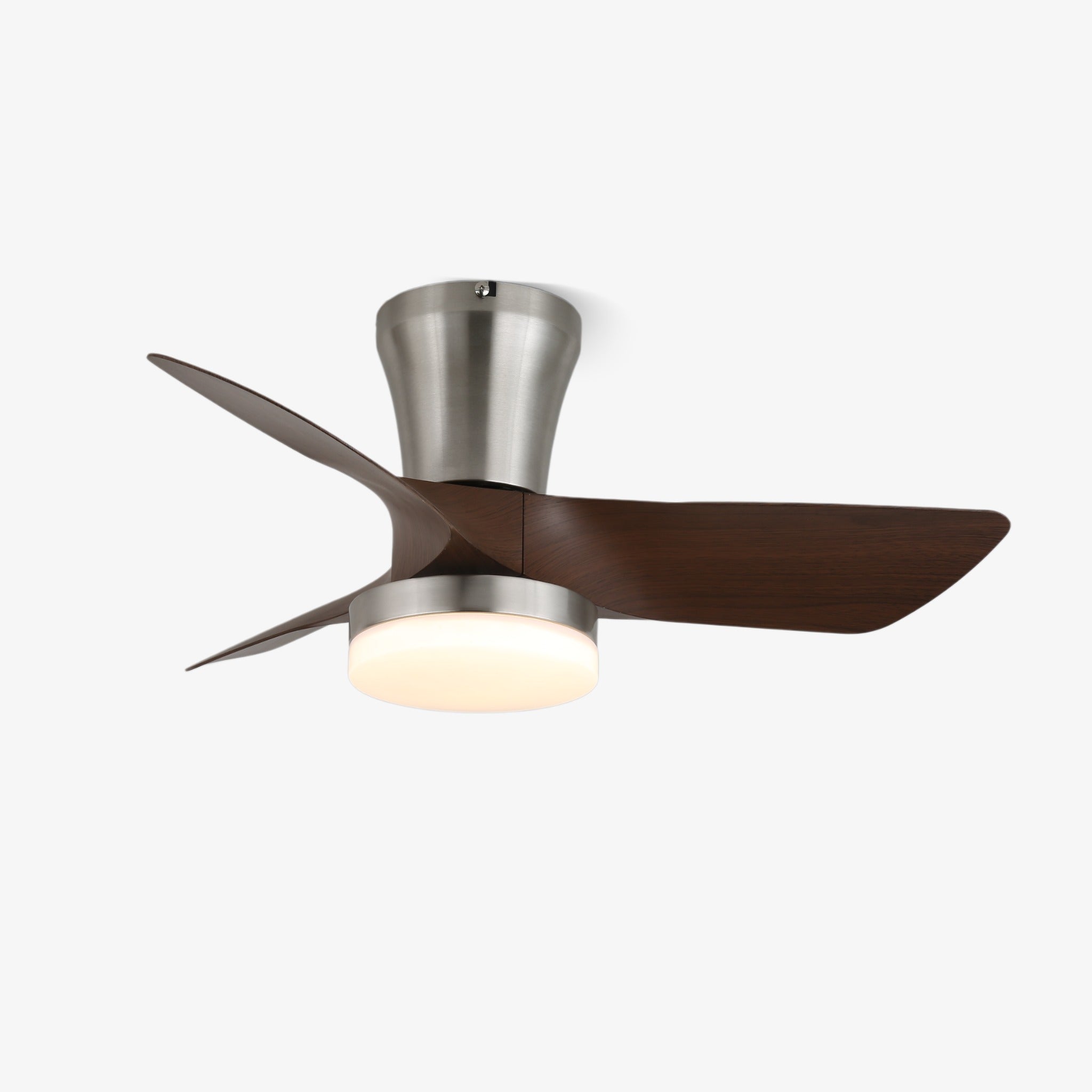 Plafonnier ventilateur Trivon moderne en bois, vue d'ensemble
