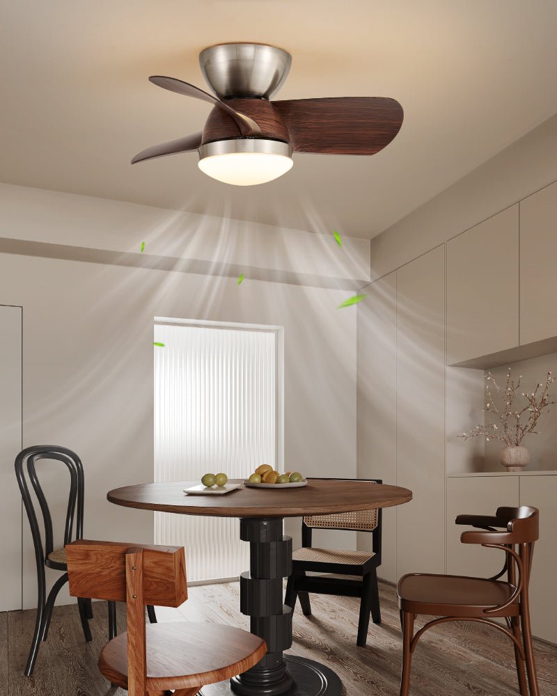 Plafonnier ventilateur Dyms avec abat-jour finition blanche