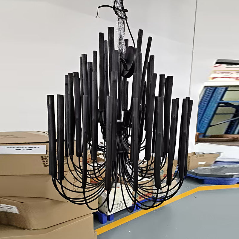 Ulshayra Postmodern Luxury Multi-Stick Wooden Metal Chandelier - Lamp Copper