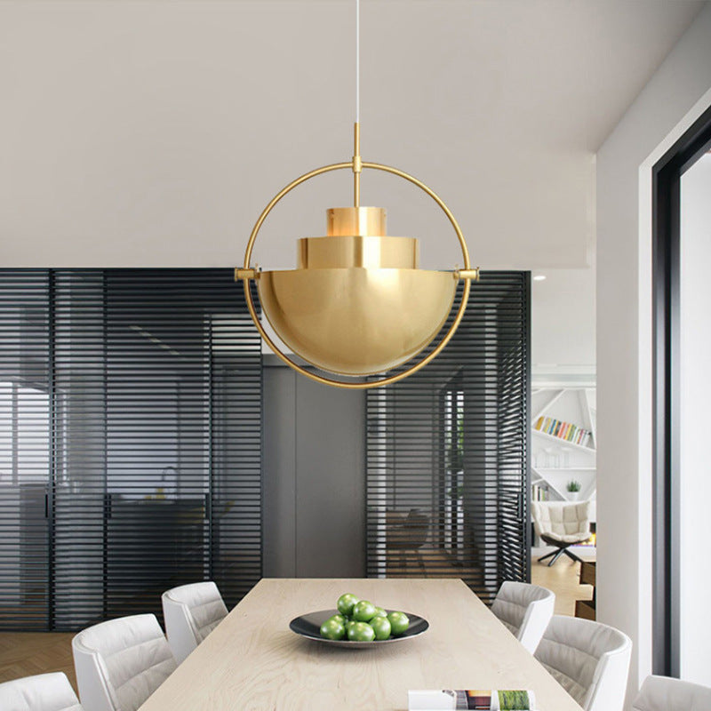 Arisha Luminaires Suspension LED Anneau Rétro Métal Chrome/Or Salon - Neutralighting