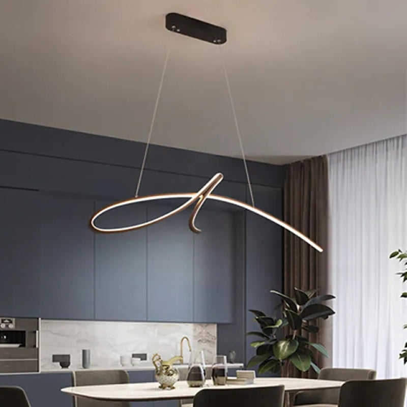 Arisha Suspension Linéaire Simple, Métal, Noir/Or, Salon - Neutralighting