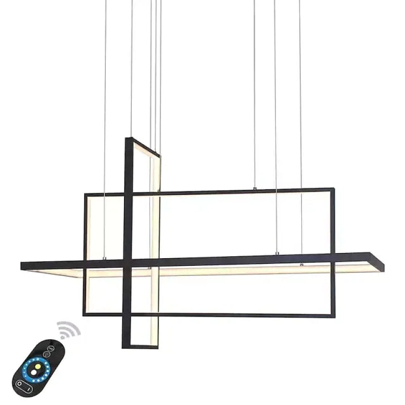 Arisha Lustre Rectangulaire Moderne, Métal/Gel de Silice, Noir/Blanc, Salon - Neutralighting