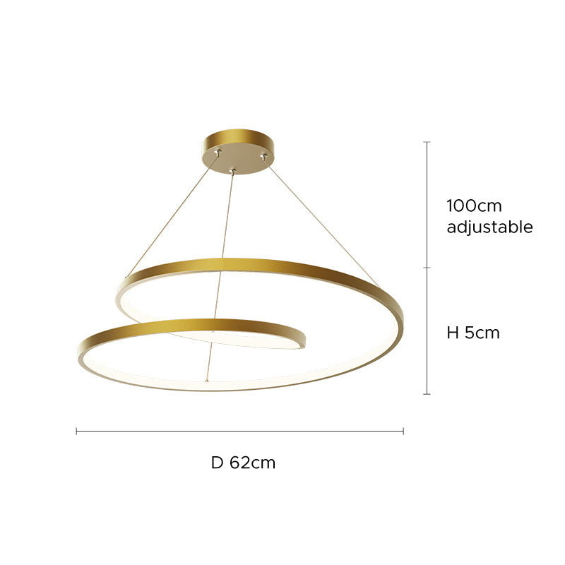 Arisha Suspension Cercle Courbé, Cuivre pur, Noir/Or, Salle à Manger/Chambre à Coucher - Neutralighting