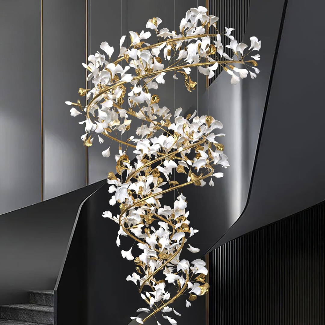 Olivia Lustre Fleur AntGlo Moderne , Métal/Céramique, Or, Escalier