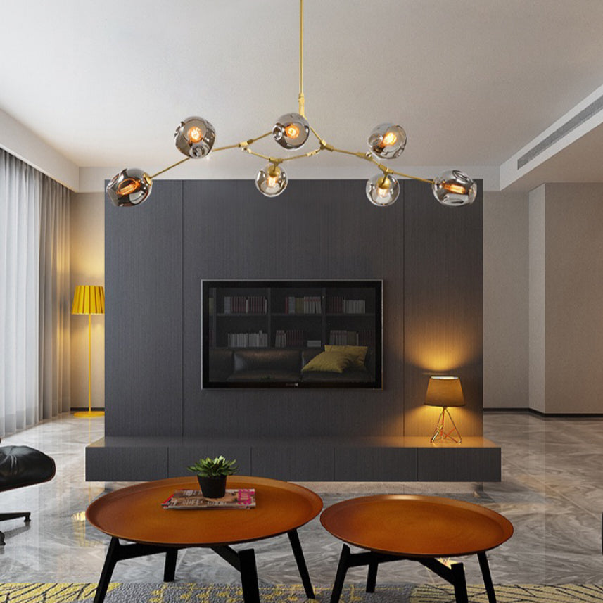 Kirae Suspension Nordique. Verre. Noir/Or. Salon