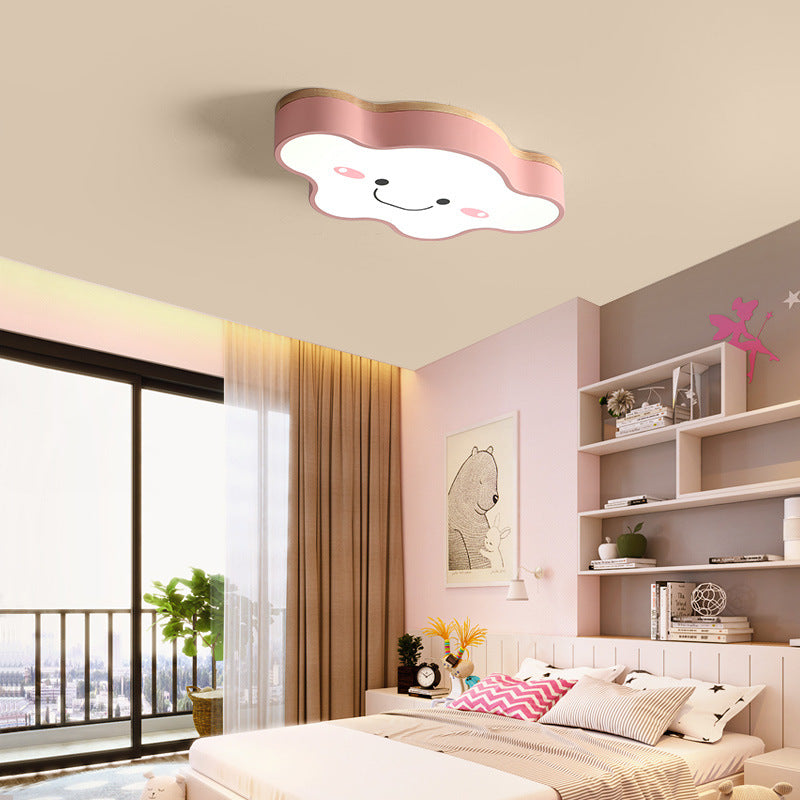 Aria Plafonnier Nuage Moderne, Acrylique/Bois, Blanc/Vert/Rose, Chambre - Neutralighting