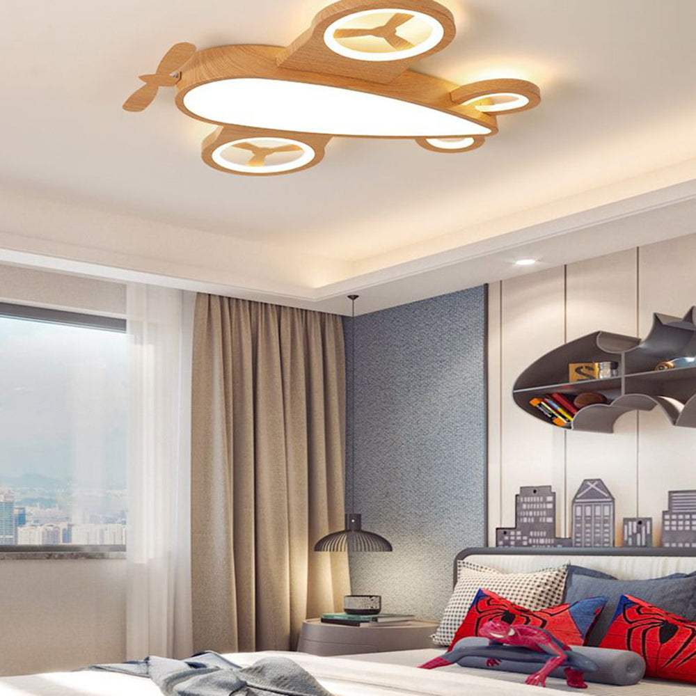 Aria Design LED Plafonnier Avion Moderne Bois/Acrylique Bois/Beige Salon - Neutralighting