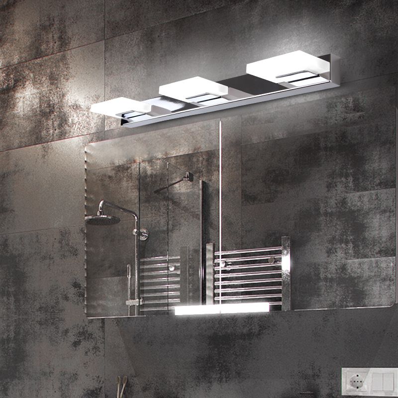 Arisha Design LED Applique Murale Miroir Carré Moderne Métal/Acrylique Argent Salle de Bain - Neutralighting