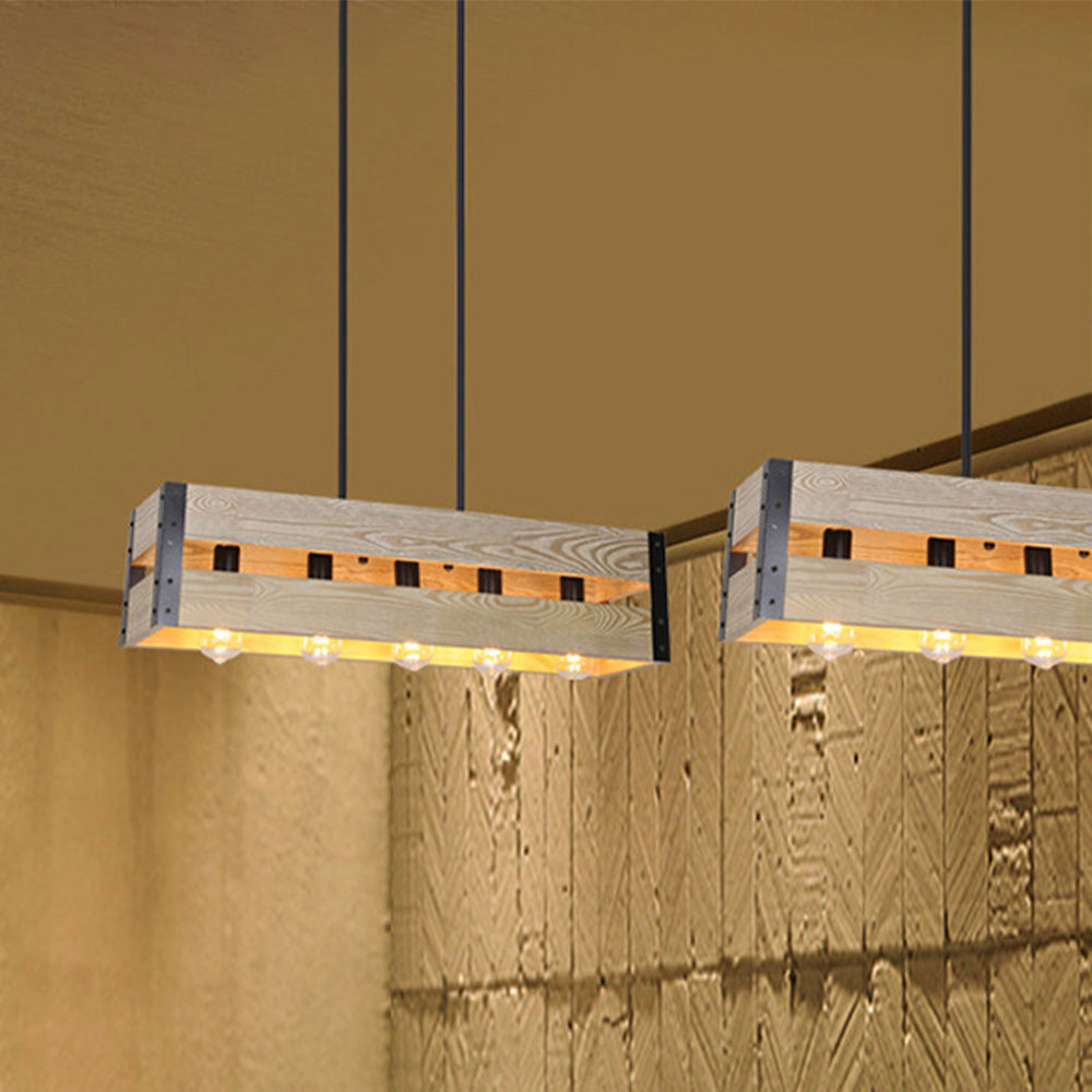 Silva Suspension Rectangulaire Rustique, Bois/Metal, Bois/Marron, Chambre - Neutralighting
