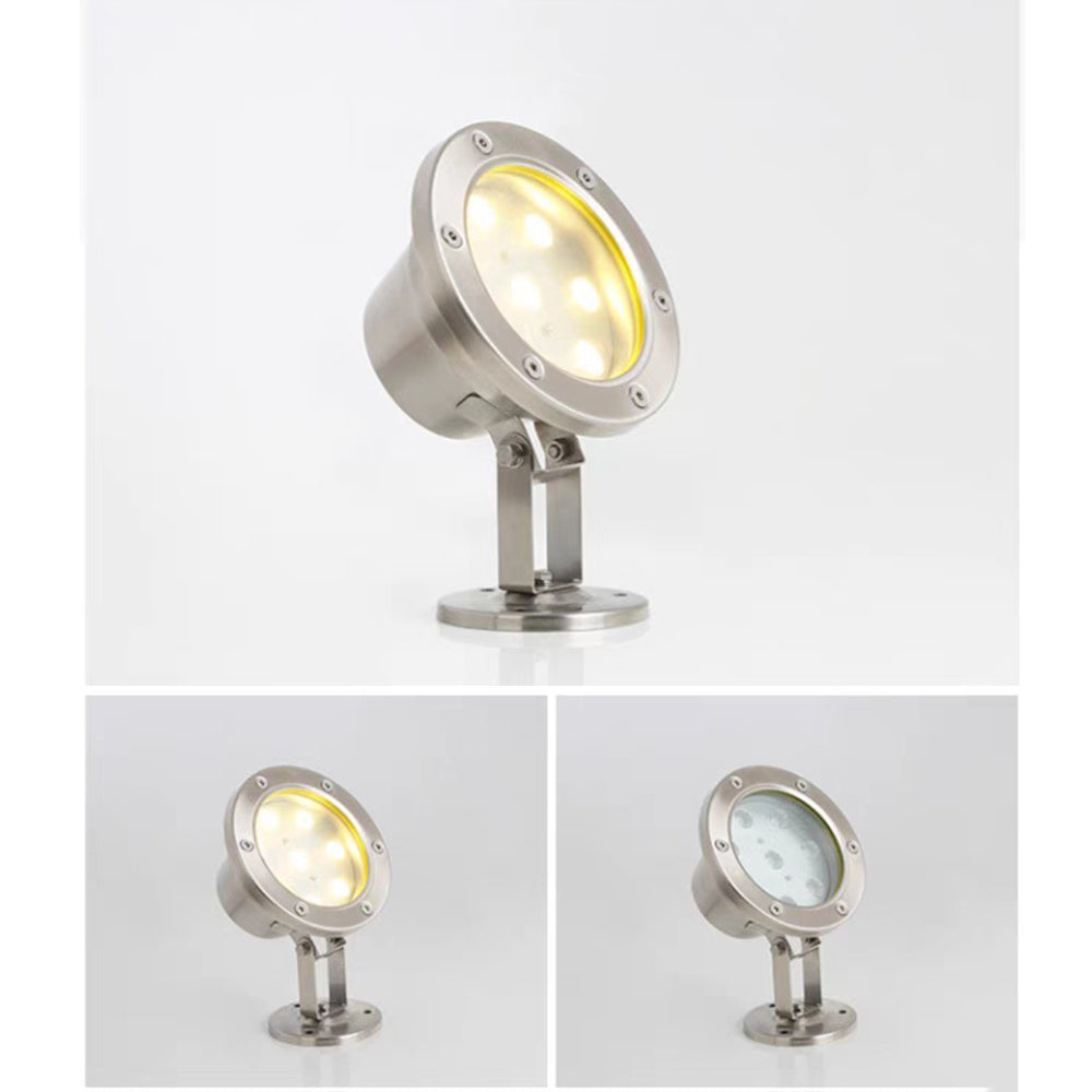 Ray Spot de Bassin Cylindre Moderne, Métal/Verre, Argent, Jardin - Neutralighting