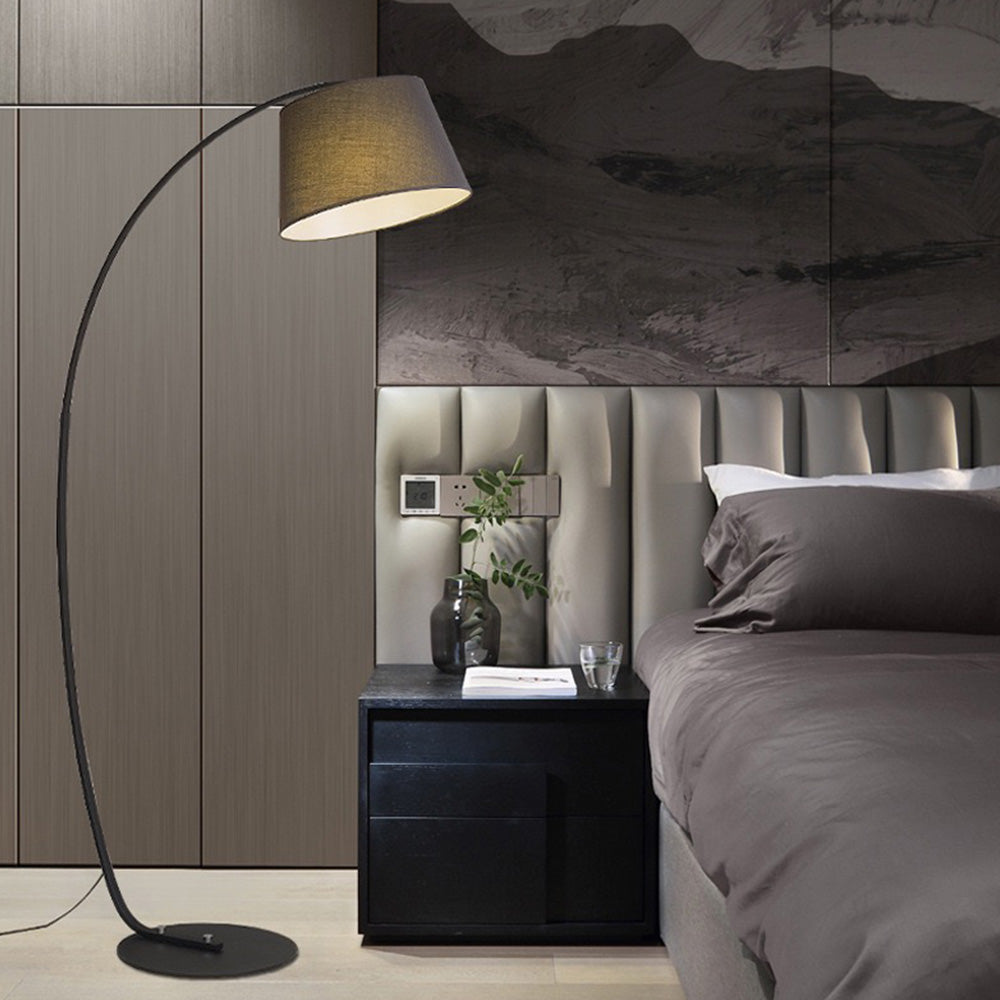 Mira Lampadaire Arche Moderne, Tissu/Métal, Noir, Salon/Chambre - Neutralighting