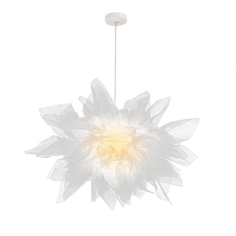Arisha Suspension Moderne en Forme de Fleur, Tissu, Blanc, Salon/Chambre à Coucher - Neutralighting